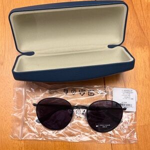 Cole Haan Black Round Sunglasses with Blue Case